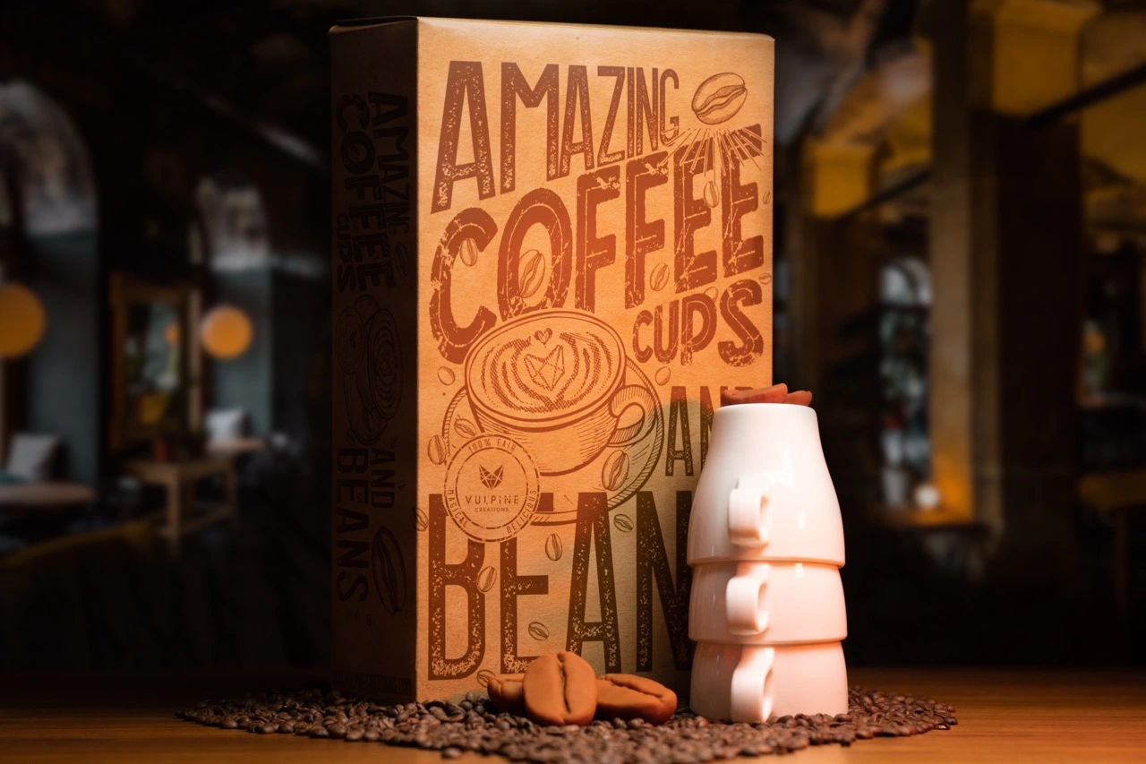 Amazing Coffee Cups and Beans Box